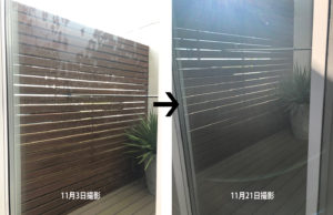 トレーニング用ダブルミラーフィルムを水貼りした場合